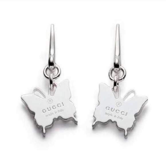 Gucci 925 Sterling Silver Butterfly 🦋 Drop Earrings - Picture 1 of 13